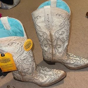 Corral Rhinestone Cream Cowboy Boots